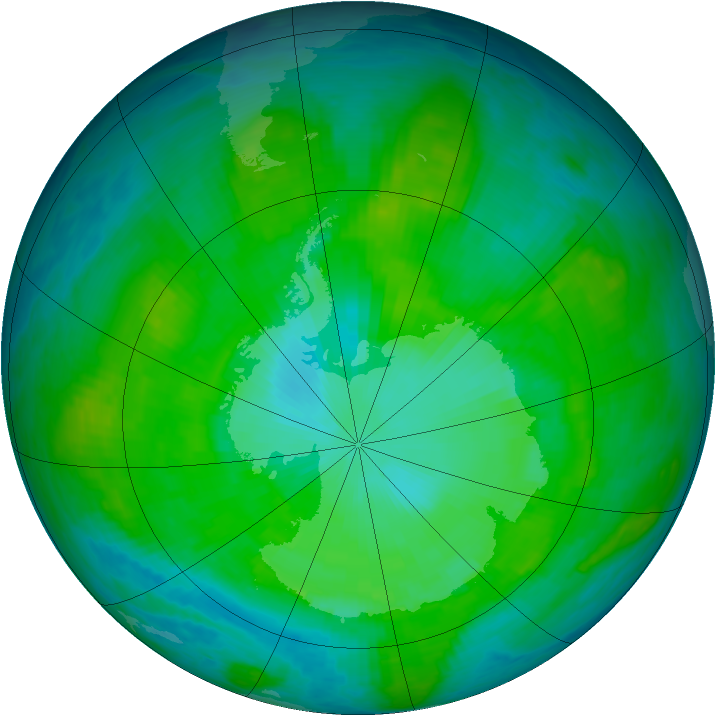 Antarctic ozone map for 10 January 1987